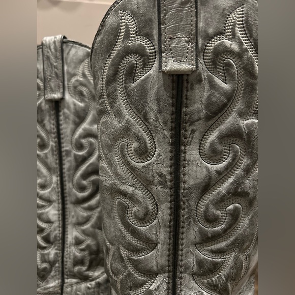 Vintage Gray Ostrich Leather Cowboy Boots | Women’s 6.5 | Tony Lama Style - Picture 11 of 15